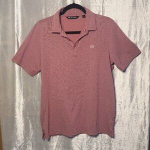 Travis Mathew Polo Shirt Mens Medium Pink Short Sleeve Golf Casual Performance